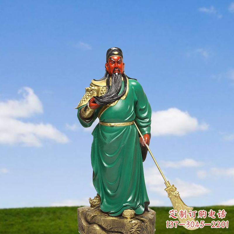 辽阳精美彩绘关公雕塑