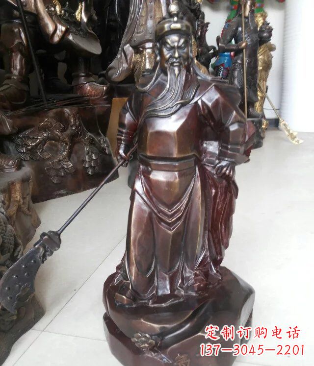辽阳关公古代人物铜雕 (3)