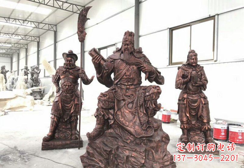 辽阳关公关平周仓铜雕
