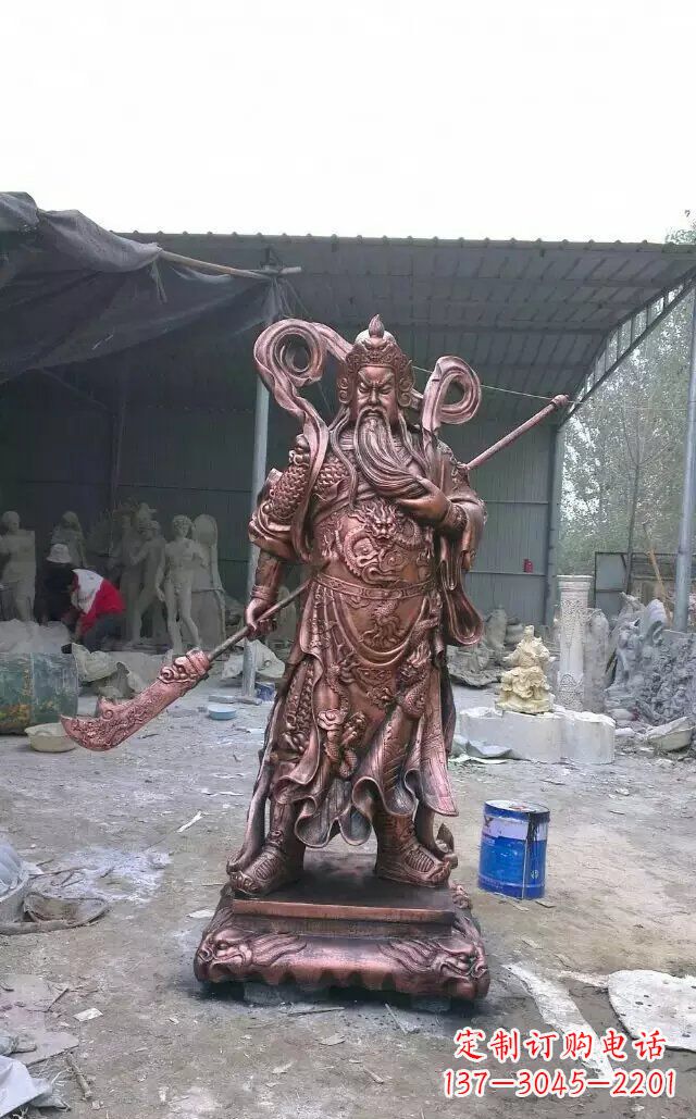 辽阳精美关公红铜雕塑