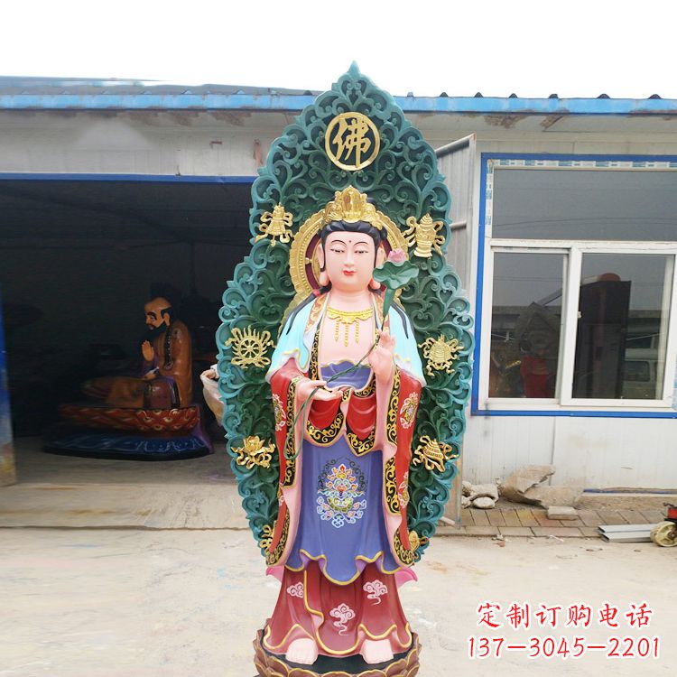 辽阳艺术精致观音玻璃钢彩绘雕塑