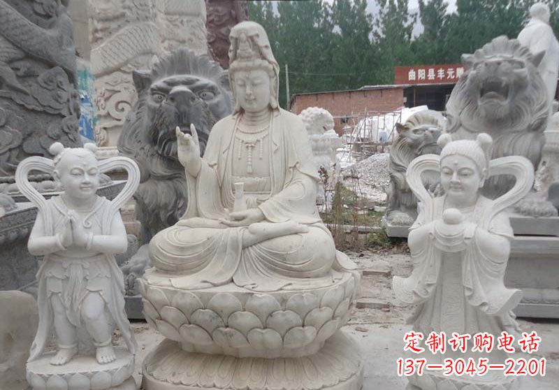 辽阳观音菩萨善财童子和龙女雕塑