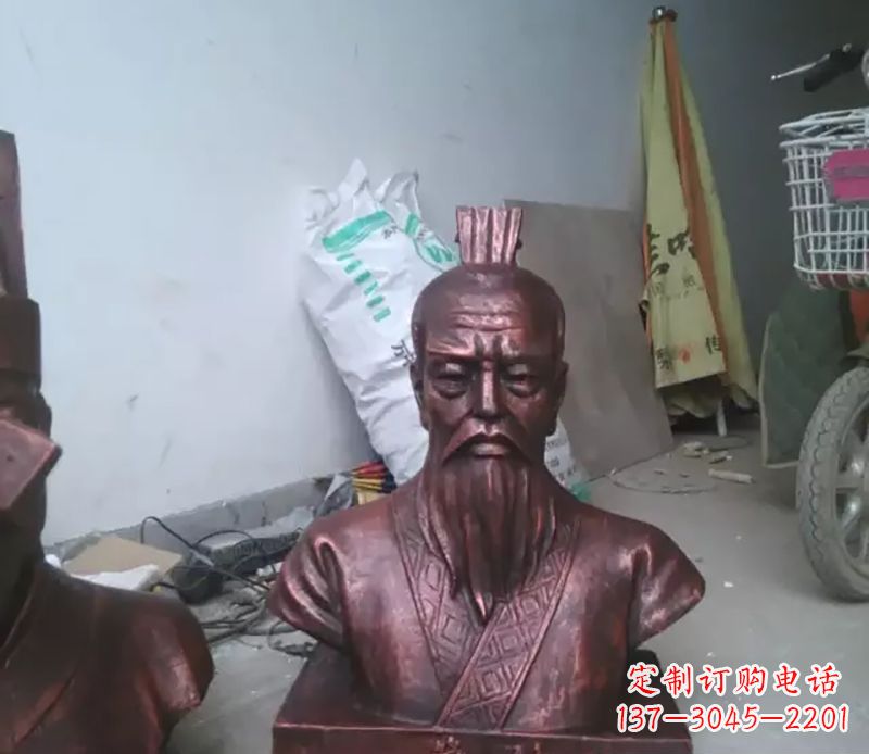 辽阳管仲古代人物胸像铜雕,展现古代官僚风范