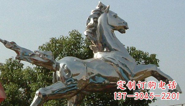 辽阳广场不锈钢奔马雕塑 (2)