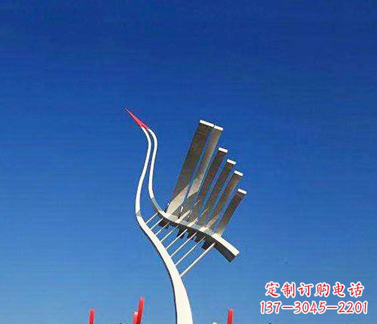 辽阳广场不锈钢抽象丹顶鹤景观雕塑