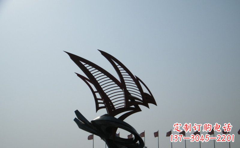 辽阳广场不锈钢抽象帆船雕塑