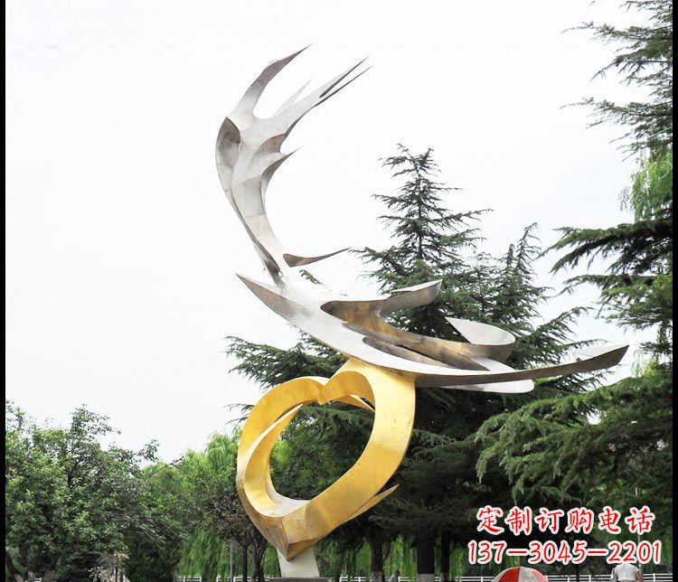 辽阳广场不锈钢抽象凤凰摆件雕塑