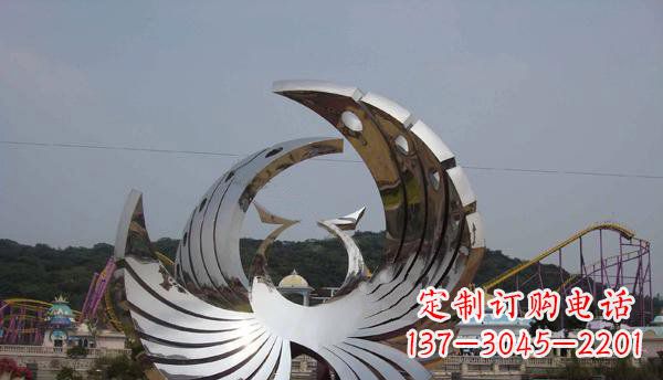 辽阳广场不锈钢抽象凤凰雕塑 (2)