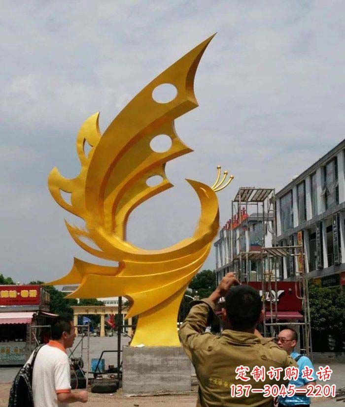 辽阳广场不锈钢抽象凤凰雕塑1