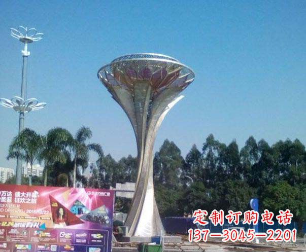 辽阳精美大型不锈钢抽象莲花雕塑