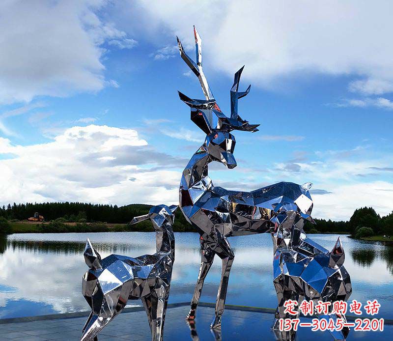 辽阳中领雕塑出品:优雅梅花鹿不锈钢雕塑