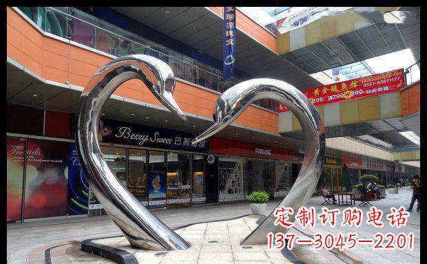 辽阳中领雕塑:精美的不锈钢抽象天鹅雕塑