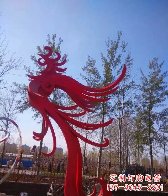辽阳广场不锈钢大型抽象凤凰雕塑