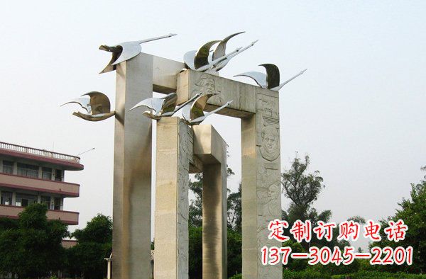 辽阳广场不锈钢大雁动物雕塑