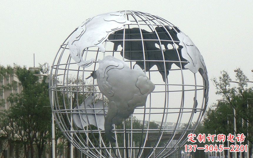 辽阳广场不锈钢地球雕塑 (2)