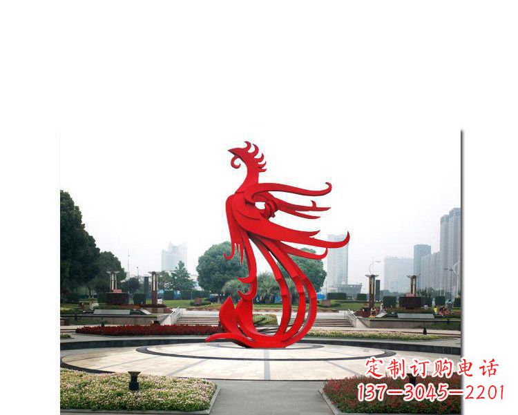 辽阳古韵雕塑:不锈钢飞翔凤凰雕塑