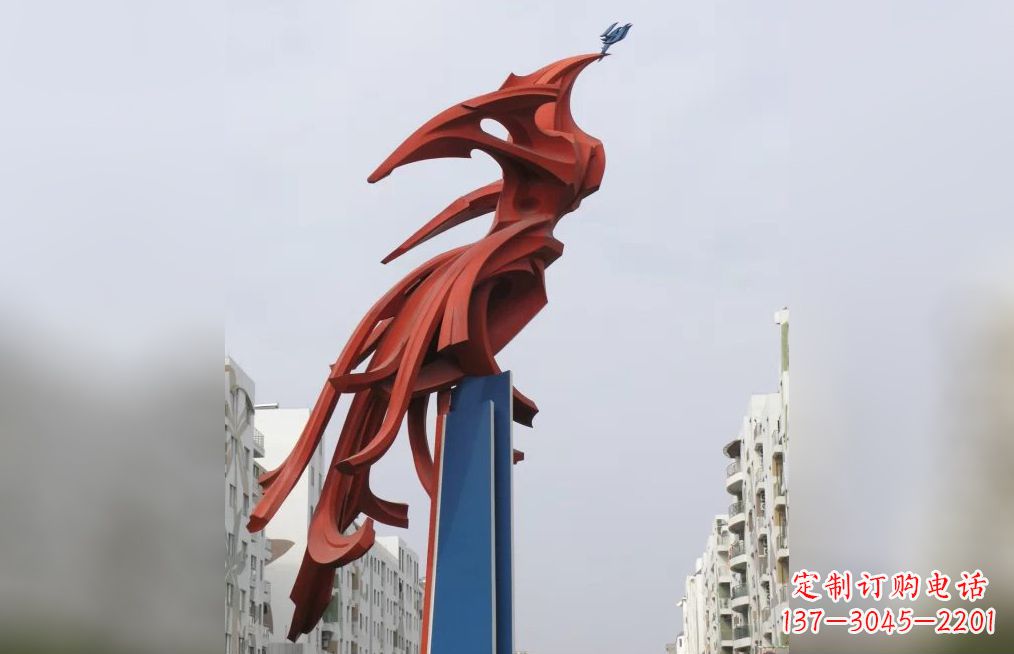 辽阳中领雕塑制作,精美不锈钢凤凰抽象雕塑