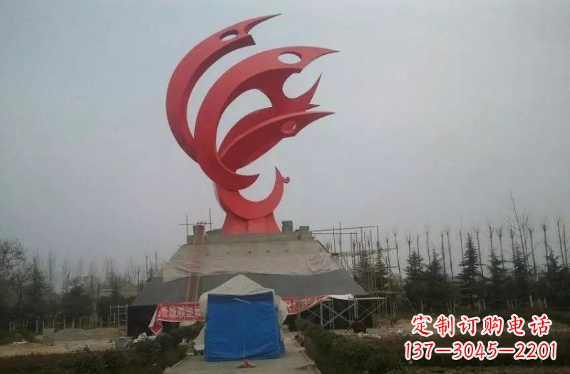 辽阳广场不锈钢凤凰雕塑222
