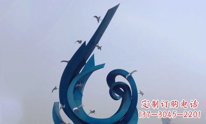 辽阳广场不锈钢鸽子雕塑 (2)