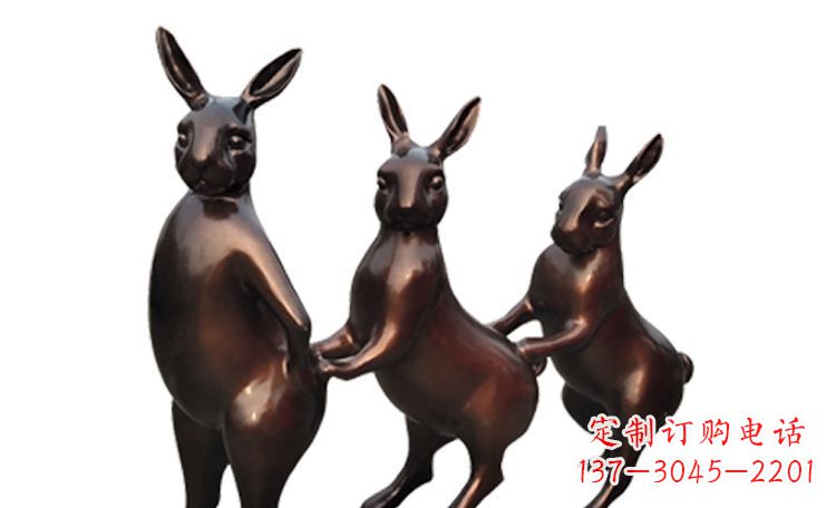 辽阳广场不锈钢光面兔子动物雕塑