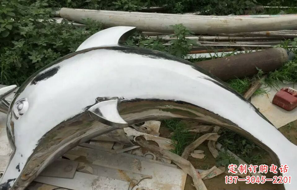 辽阳广场不锈钢海豚雕塑 (2)