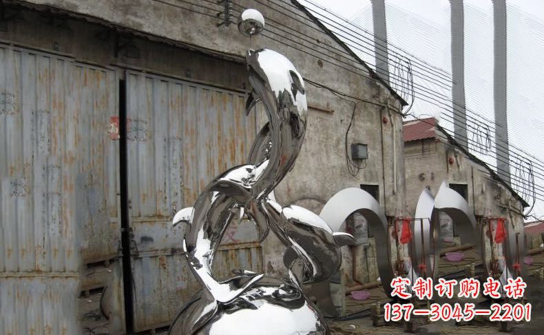 辽阳广场不锈钢海豚雕塑