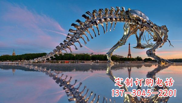 辽阳魅力无穷的不锈钢恐龙骨架雕塑