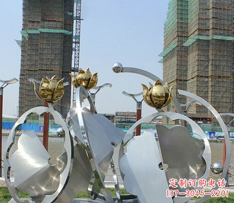 辽阳精美不锈钢抽象莲花雕塑