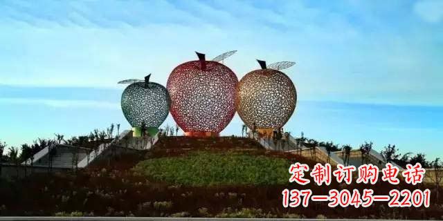 辽阳精美大气的不锈钢苹果雕塑