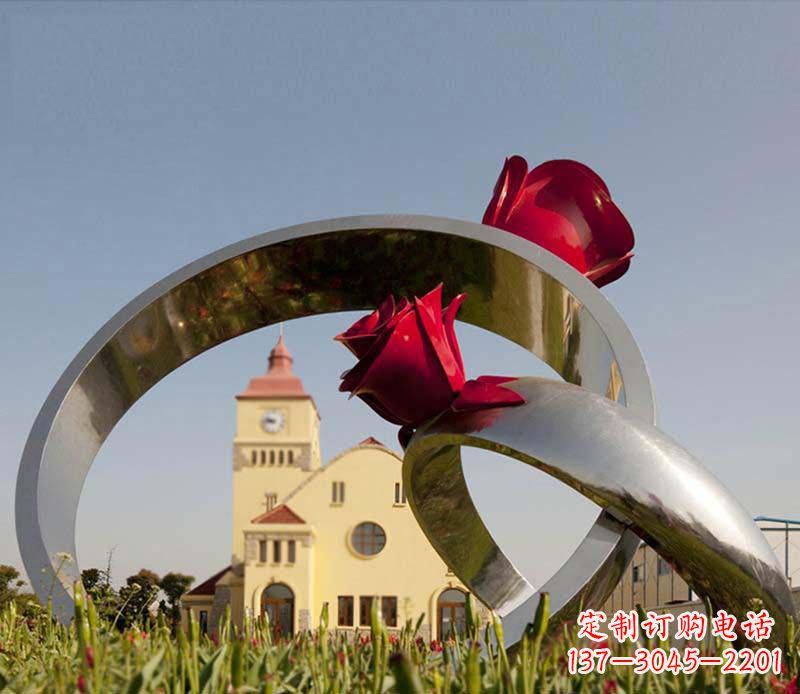 辽阳中领雕塑:风格独特的不锈钢玫瑰戒指雕塑