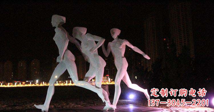 辽阳广场不锈钢跑步的女孩雕塑
