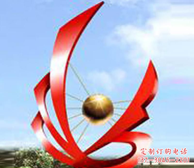 辽阳广场不锈钢飘带球网景观雕塑