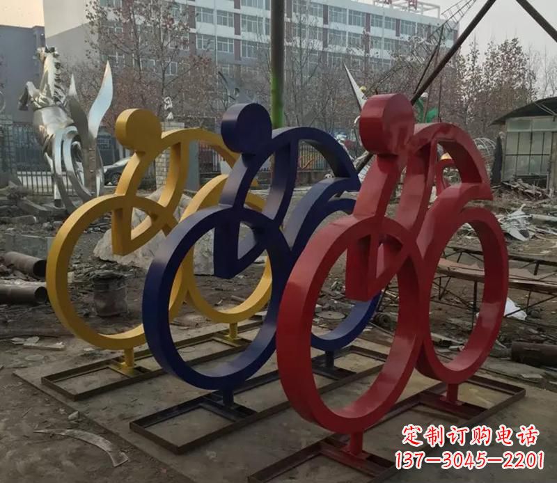 辽阳广场不锈钢骑自行车人物景观雕塑