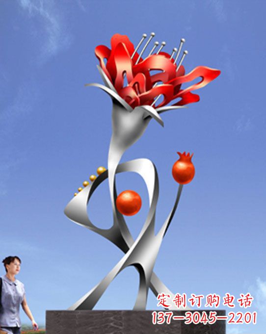 辽阳精美不锈钢石榴花雕塑,震撼了审美的眼睛