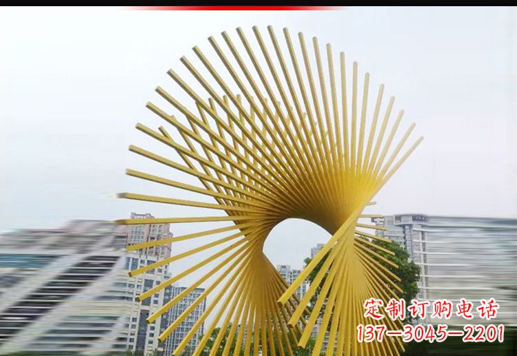 辽阳现代美学——不锈钢树枝扇形景观雕塑