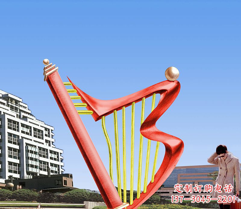 辽阳精美不锈钢竖琴雕塑