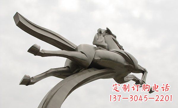 辽阳广场不锈钢一马当先景观雕塑