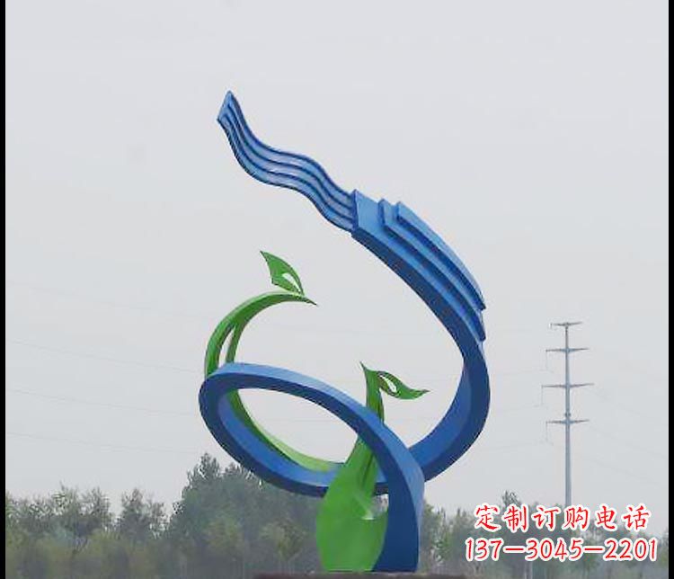 辽阳广场彩色不锈钢抽象凤凰雕塑
