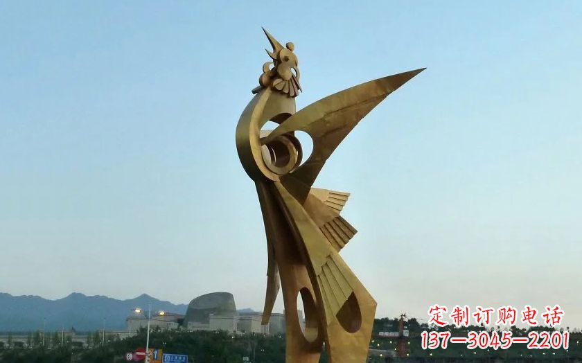 辽阳广场抽象不锈钢凤凰雕塑