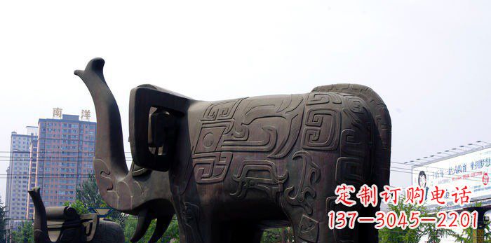 辽阳广场抽象大象动物铜雕