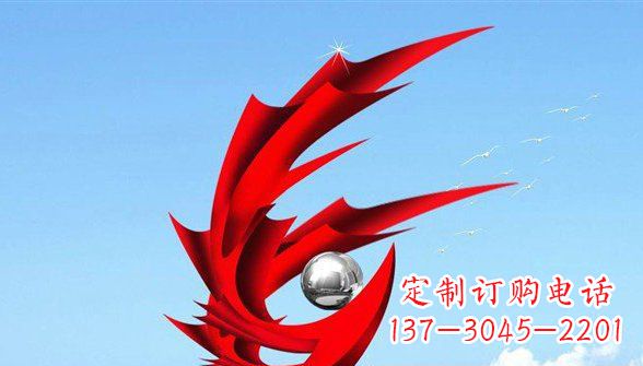 辽阳广场抽象凤凰不锈钢雕塑 (2)