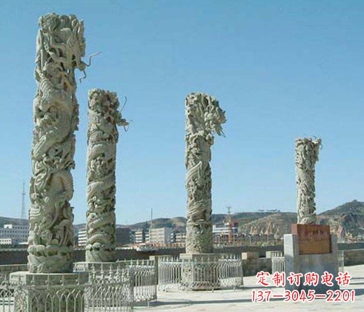 辽阳中领雕塑的大理石盘龙柱景观石雕