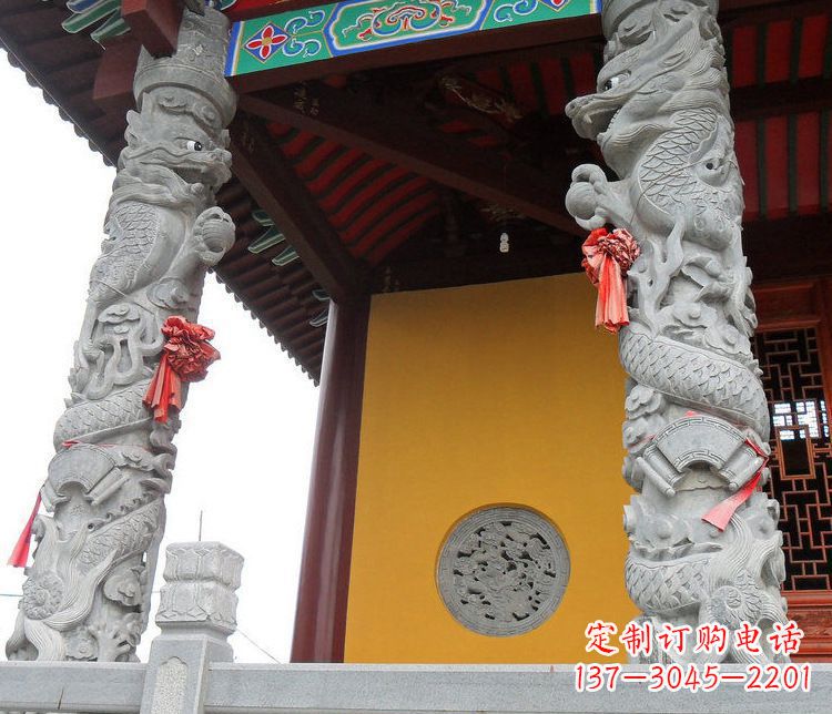 辽阳广场大理石盘龙柱景观石雕_2