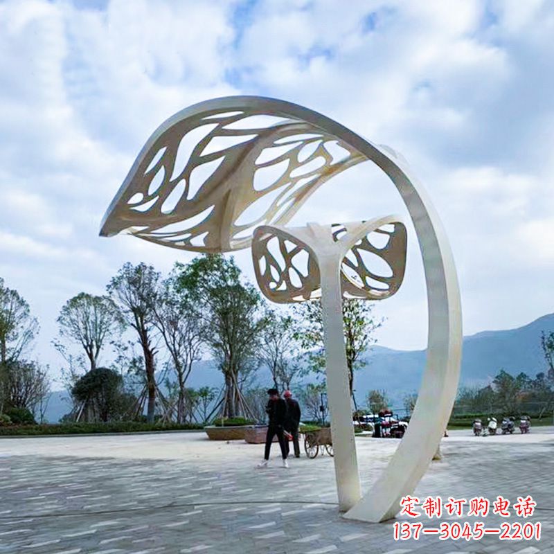 辽阳精致的不锈钢树叶雕塑