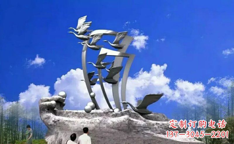 辽阳广场大雁不锈钢雕塑