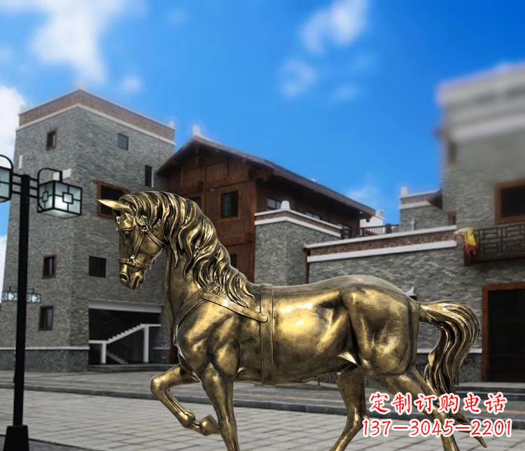 辽阳广场仿铜奔马雕塑 玻璃钢公园景观动物雕塑