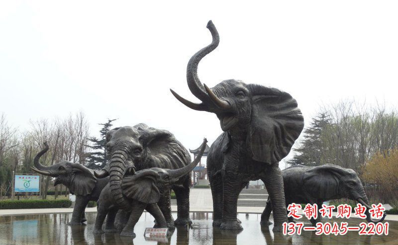 辽阳广场仿真大象玻璃钢动物雕塑