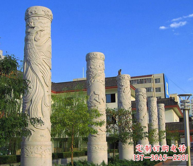辽阳广场凤凰石浮雕龙柱景观石雕