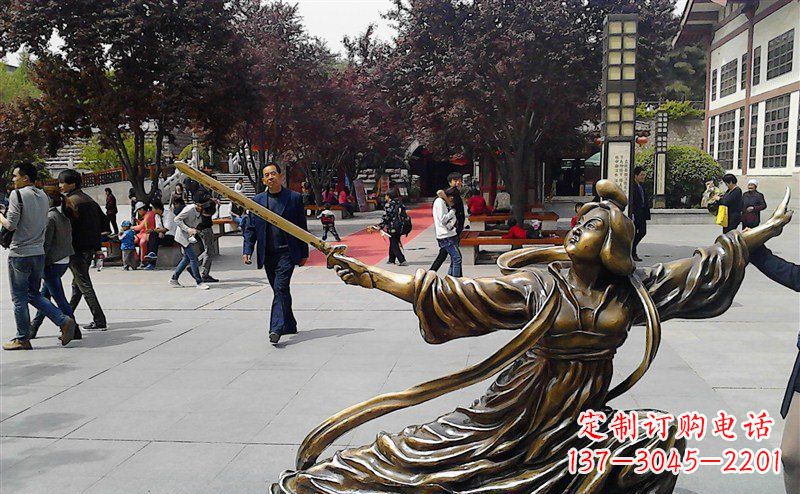 辽阳中领雕塑:美轮美奂的古代美女舞剑人物铜雕