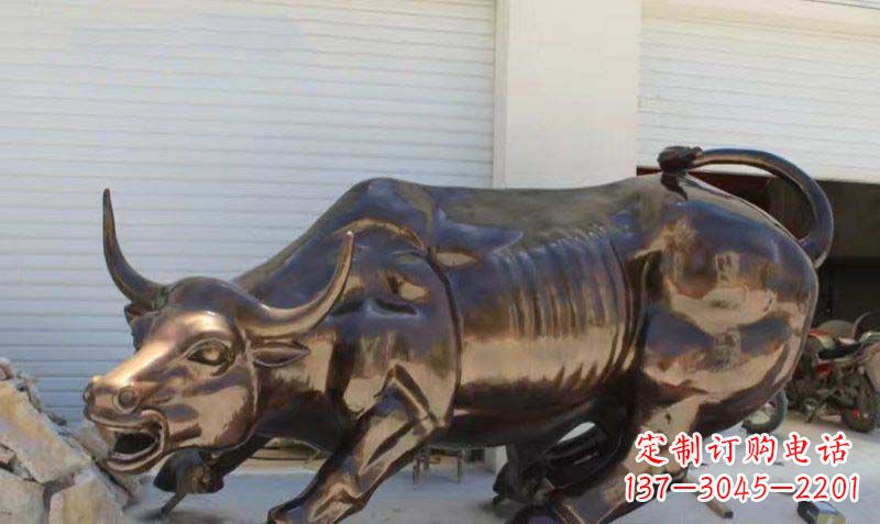 辽阳广场华尔街铜牛动物铜雕-优质的动物铜雕定制
